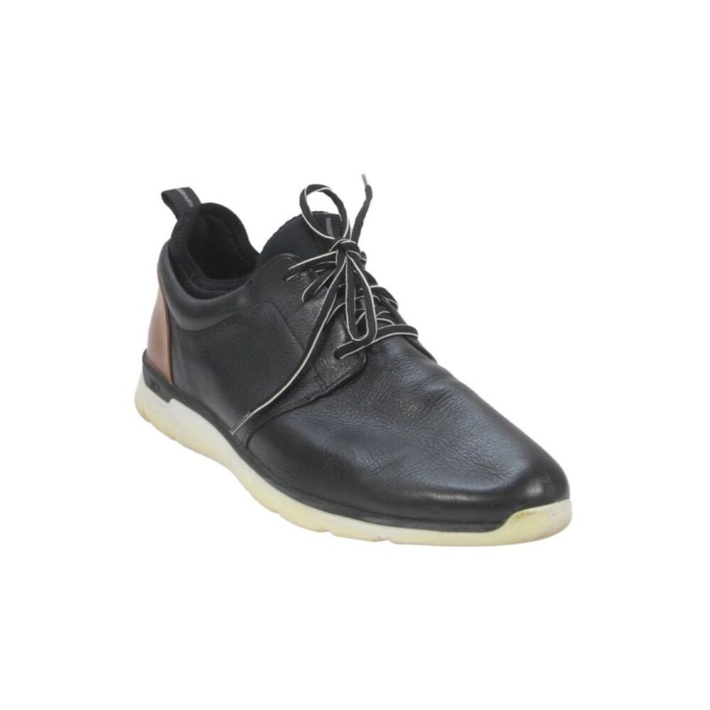 Johnston & Murphy Mens Leather Lace Up Low Top Sneakers Black Size 13M